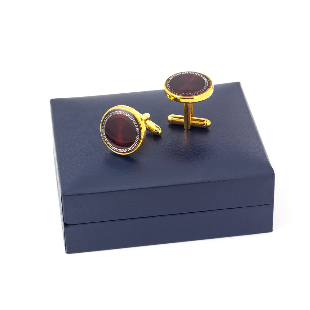 Antique Pattern Epoxy Enamel Round Metal Cufflinks