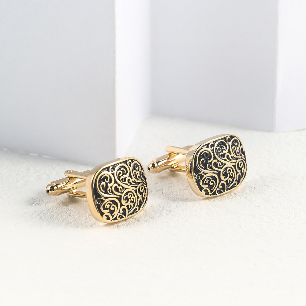 Antique Roman pattern enameled metal cufflinks