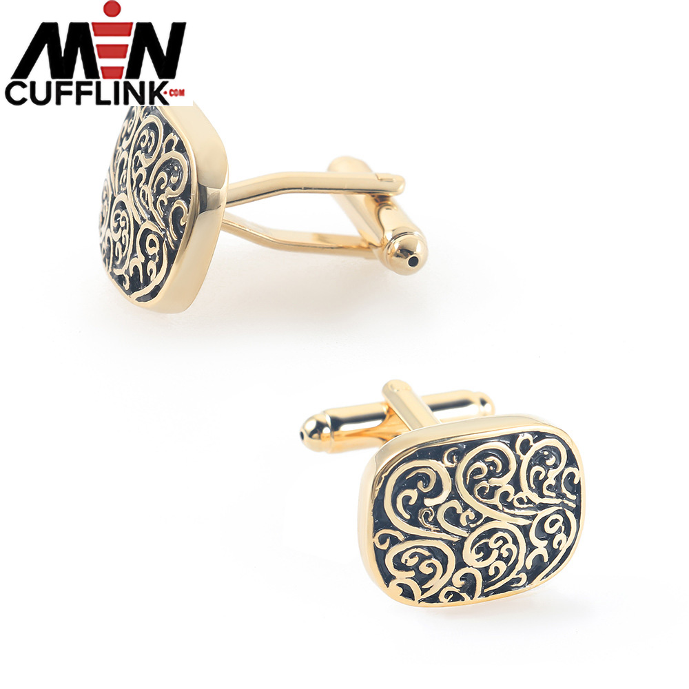 Antique Roman pattern enameled metal cufflinks