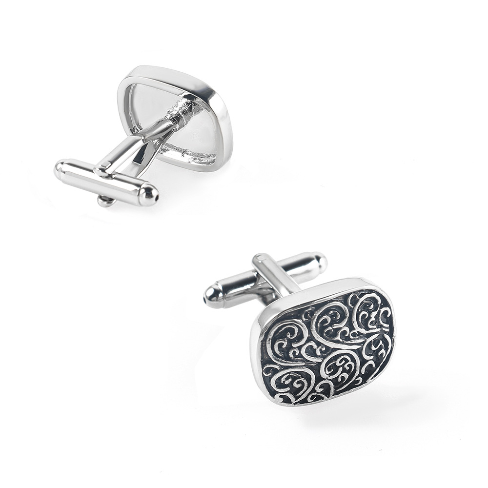 Antique Roman pattern enameled metal cufflinks