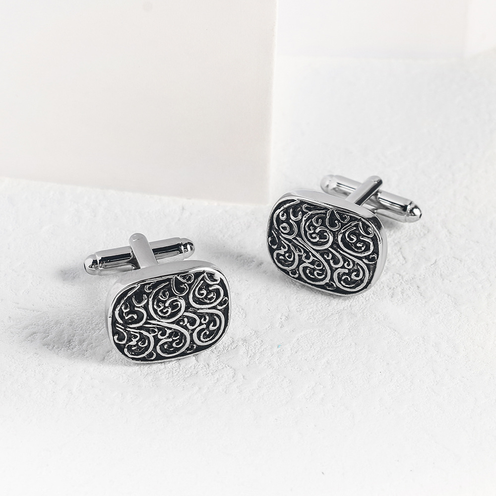 Antique Roman pattern enameled metal cufflinks