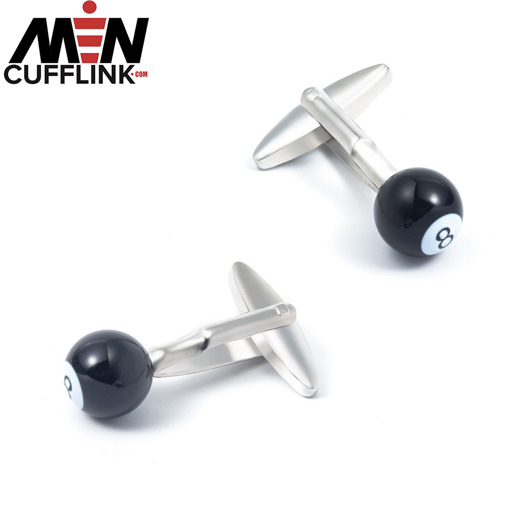 Billiard Metal Painted Black 8 Cufflinks