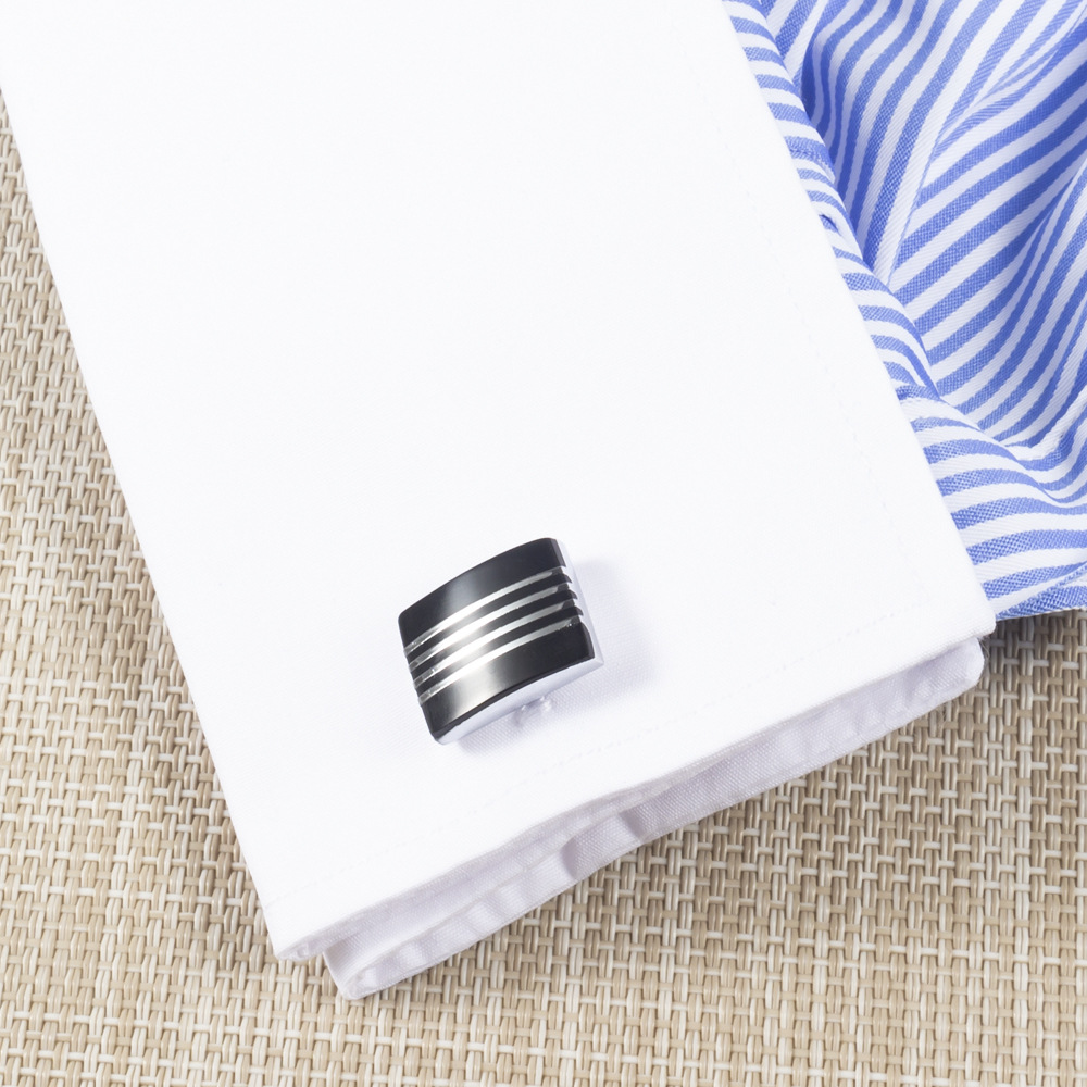 Black Line enamel cufflink wholesale