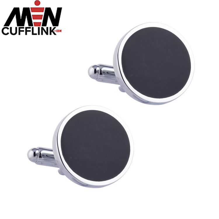 Black Round Enamel Cufflinks for men