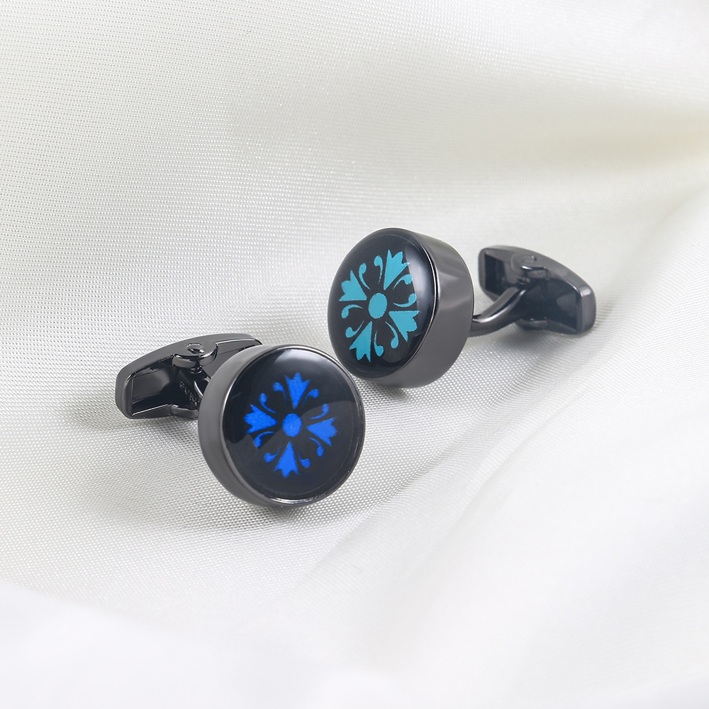 Black Round Epoxy Cufflinks