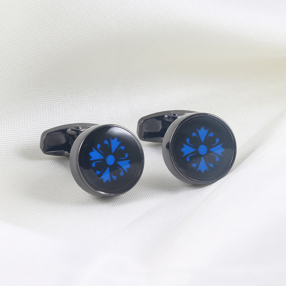 Black Round Epoxy Cufflinks