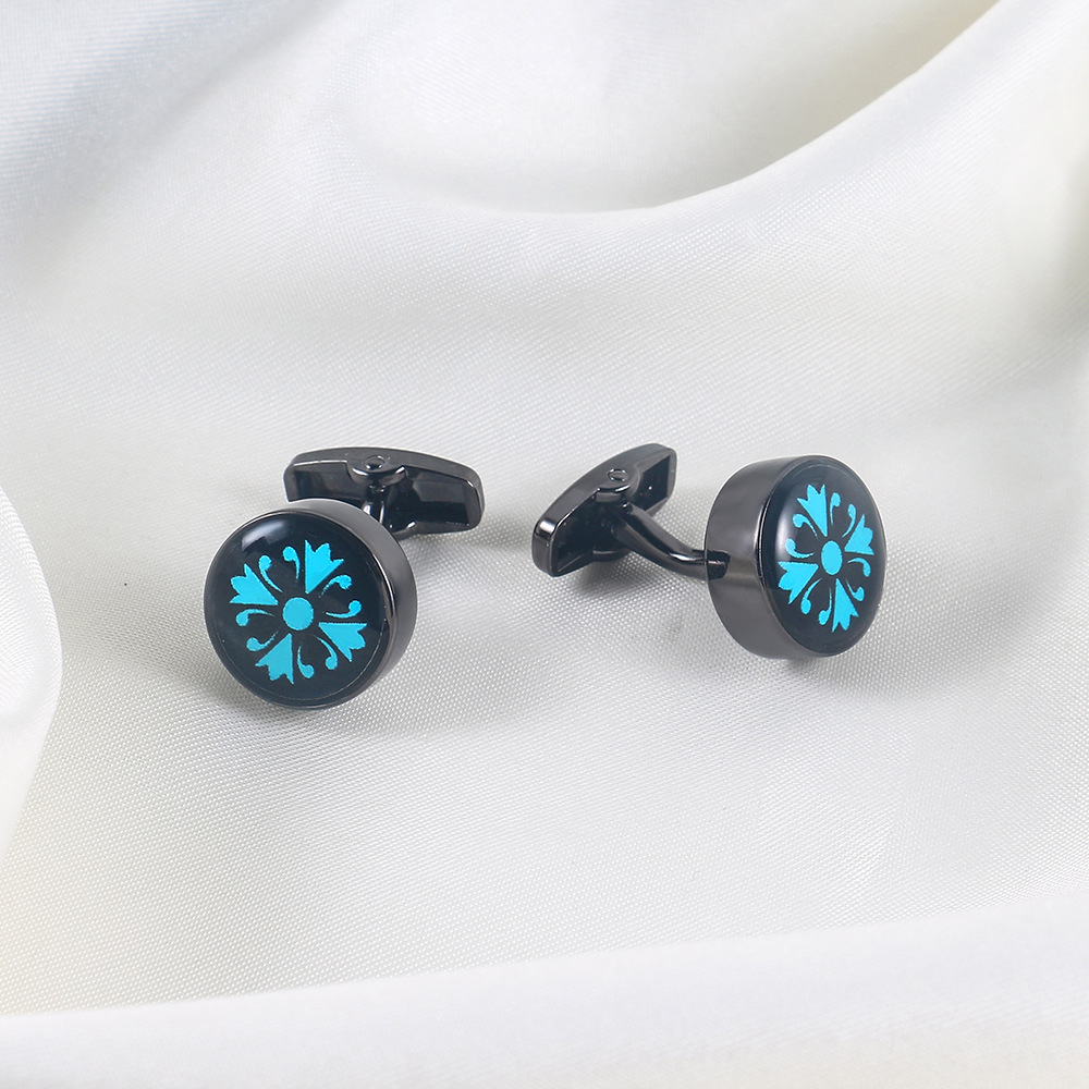 Black Round Epoxy Cufflinks