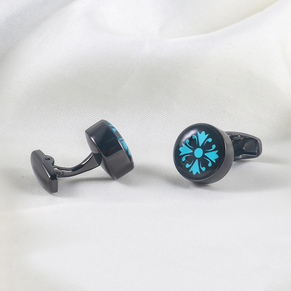 Black Round Epoxy Cufflinks