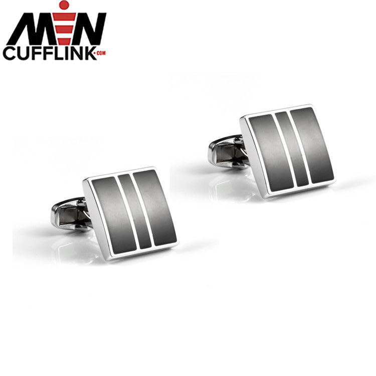 Black square enamel cufflinks