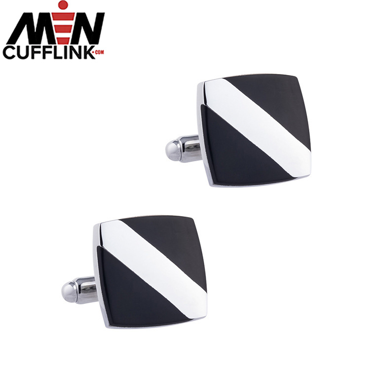 Black Square Enamel and Lacquered Cufflinks