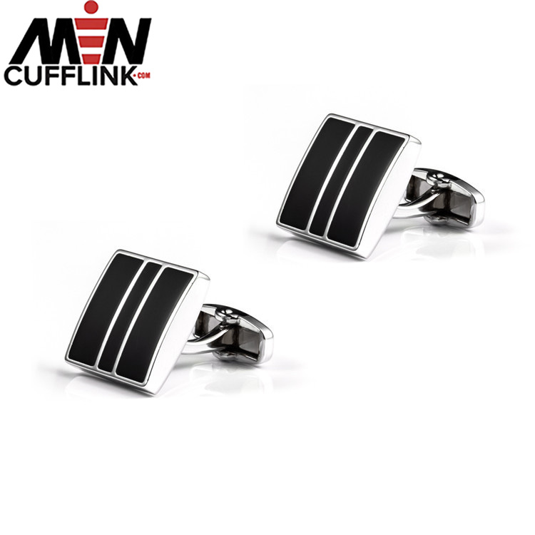 Black square enamel cufflinks