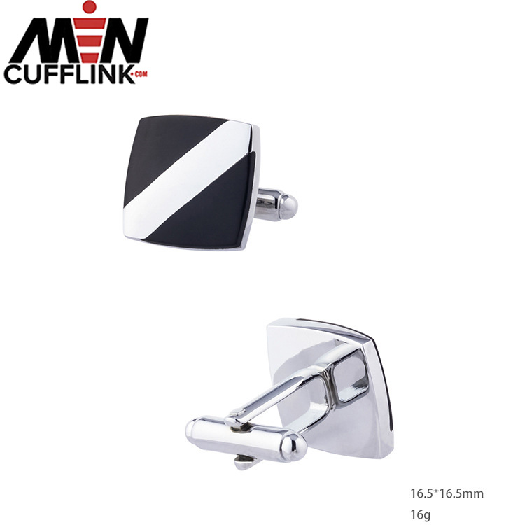 Black Square Enamel and Lacquered Cufflinks