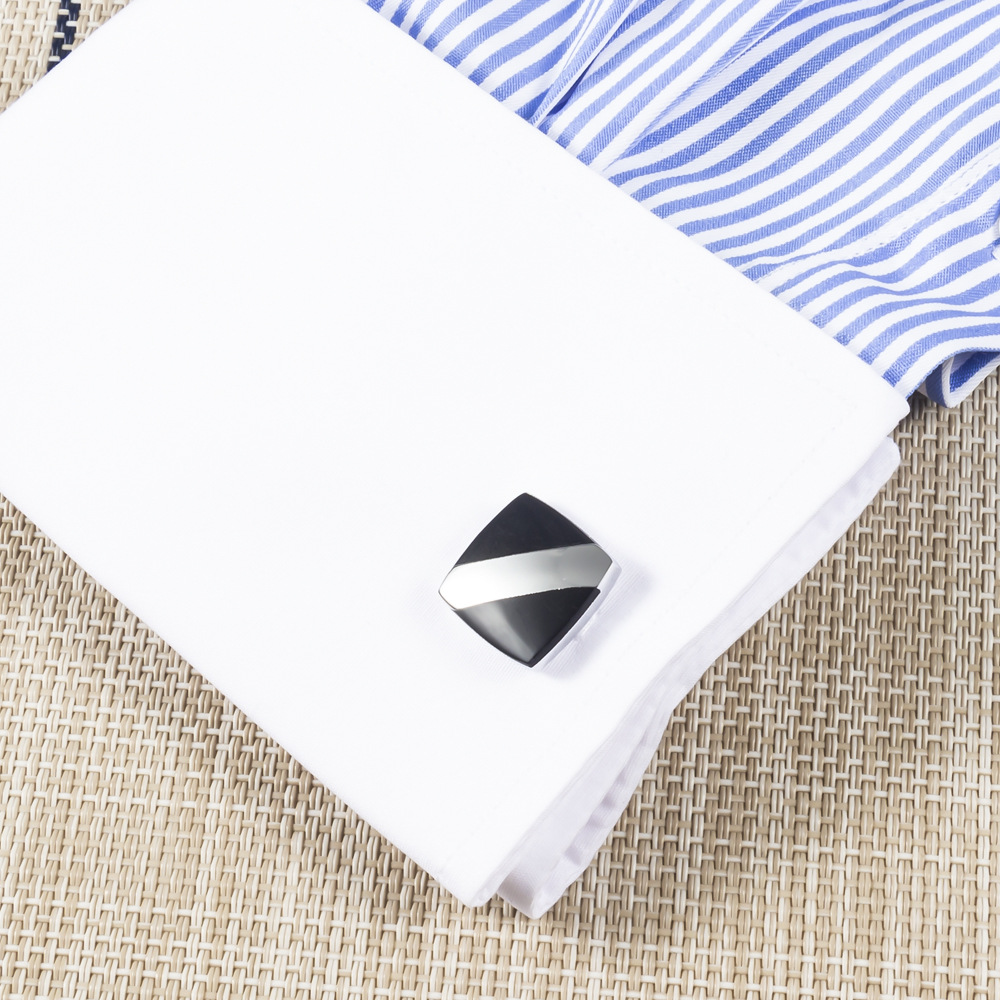 Black Square Enamel and Lacquered Cufflinks