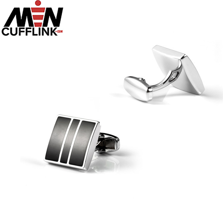 Black square enamel cufflinks