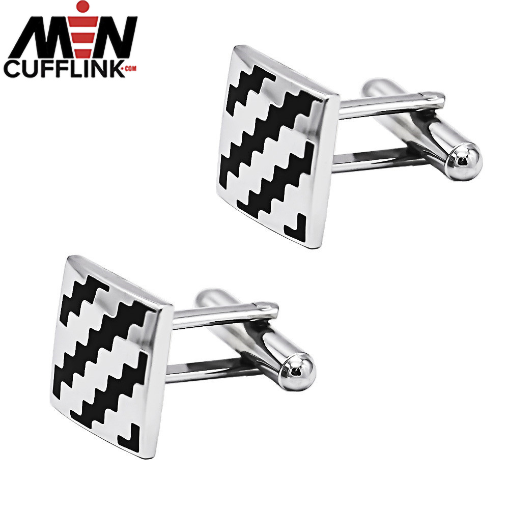 Black Wave Enamel Cufflinks