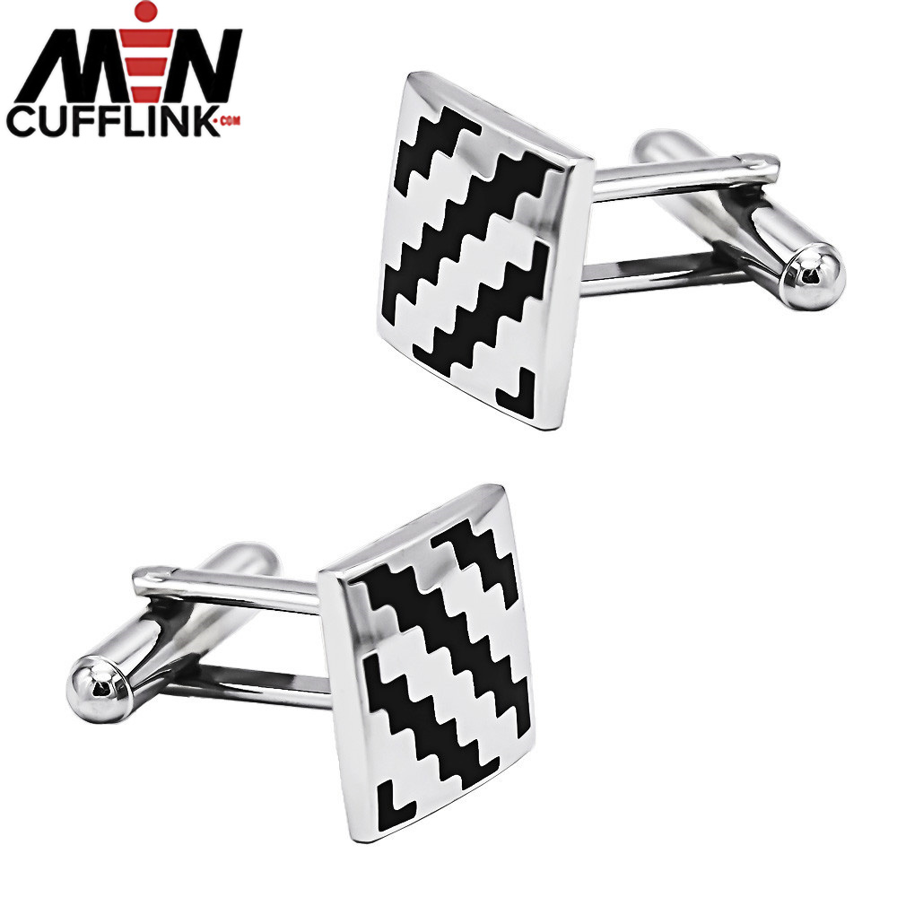 Black Wave Enamel Cufflinks