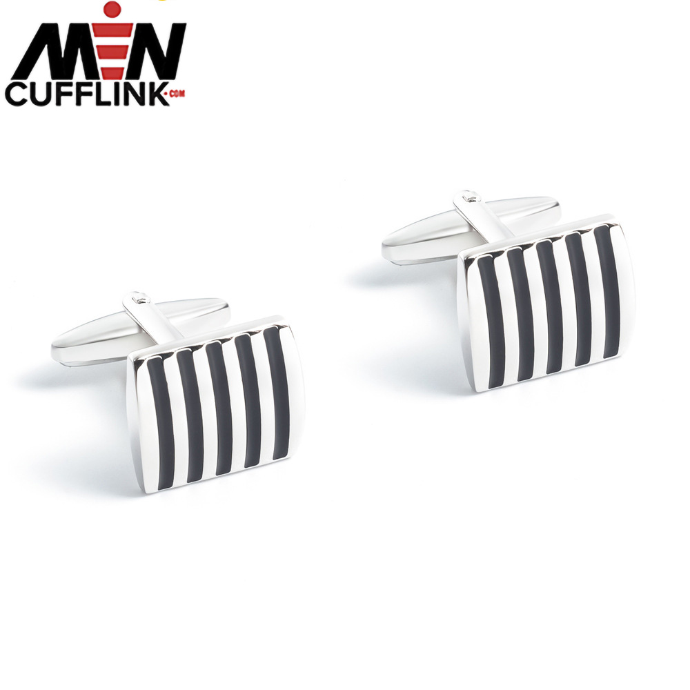 Black line cufflink enamel cufflink for men factory