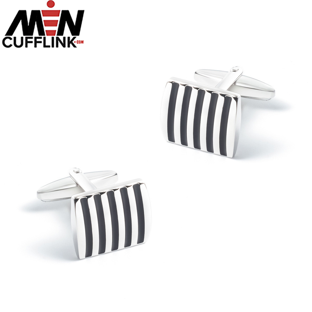 Black line cufflink enamel cufflink for men factory