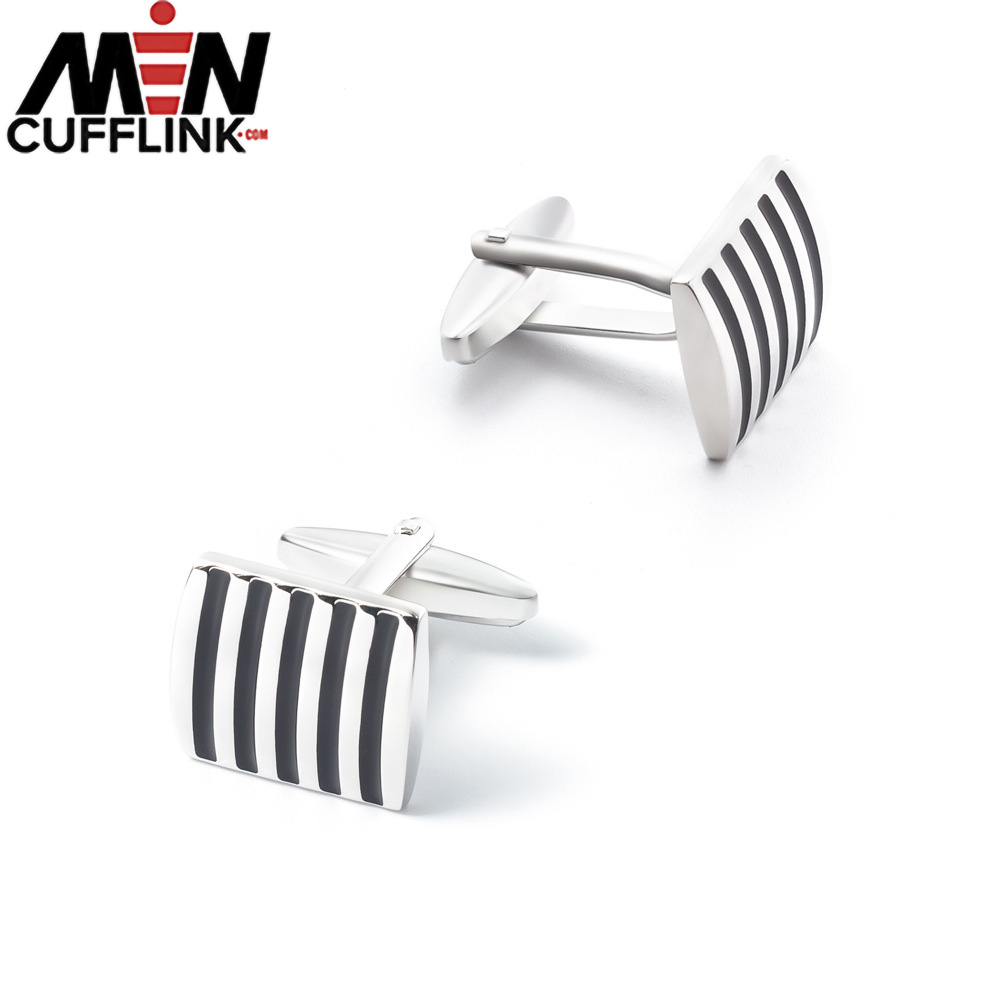 Black line cufflink enamel cufflink for men factory