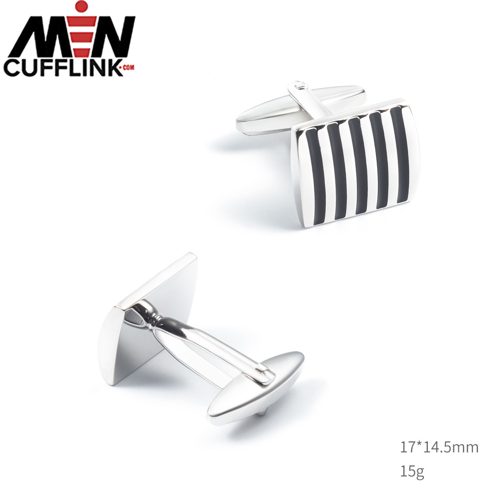 Black line cufflink enamel cufflink for men factory