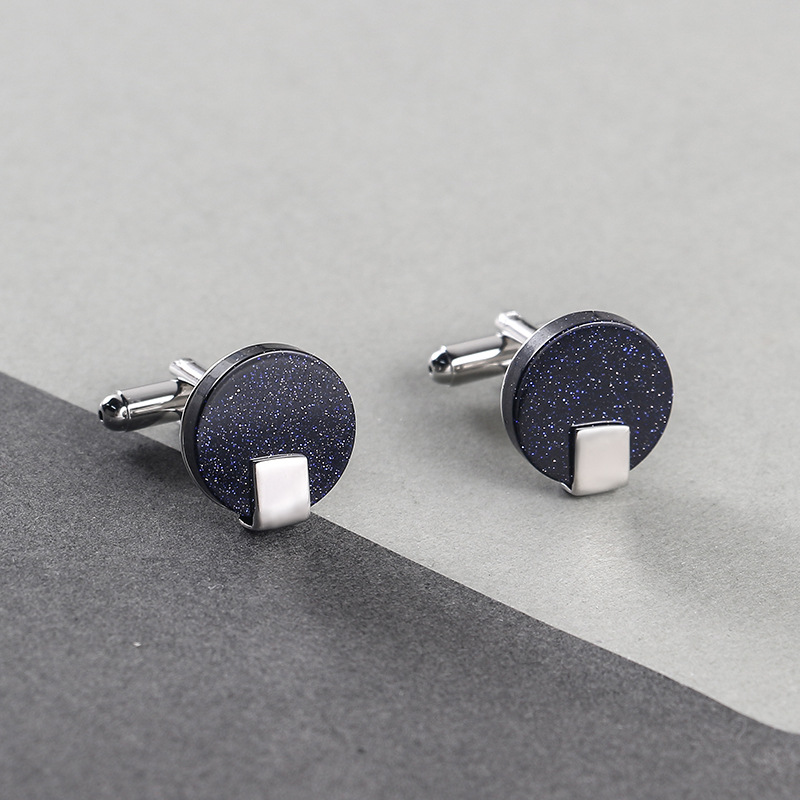 Black stone cufflinks natural stones cufflinks