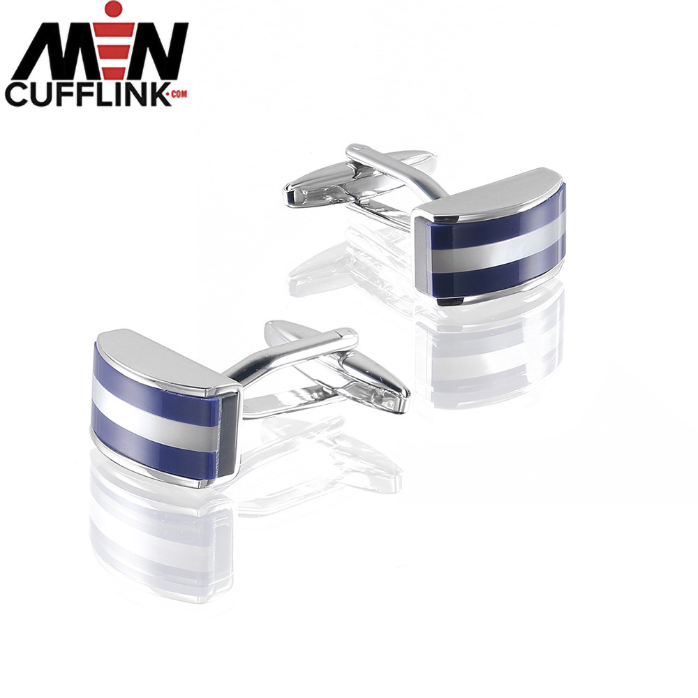 Blue Zircon Cufflinks Mother-of-Frittillary Copper Metal cufflinks