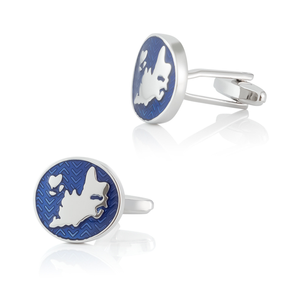 Blue paint world map cufflinks  plating silver metal copper cufflinks Cufflinks wholesale