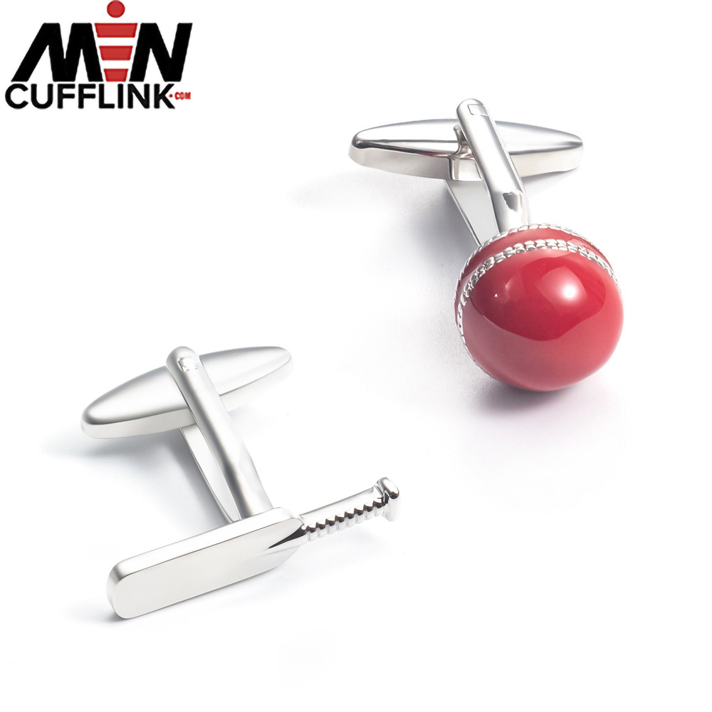 Electroplated lacquered red spherical metal cufflinks wholesale