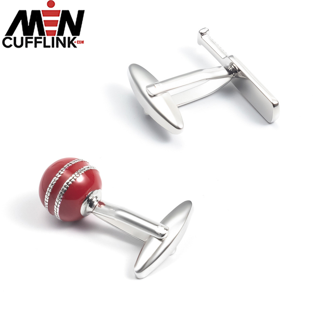 Electroplated lacquered red spherical metal cufflinks wholesale