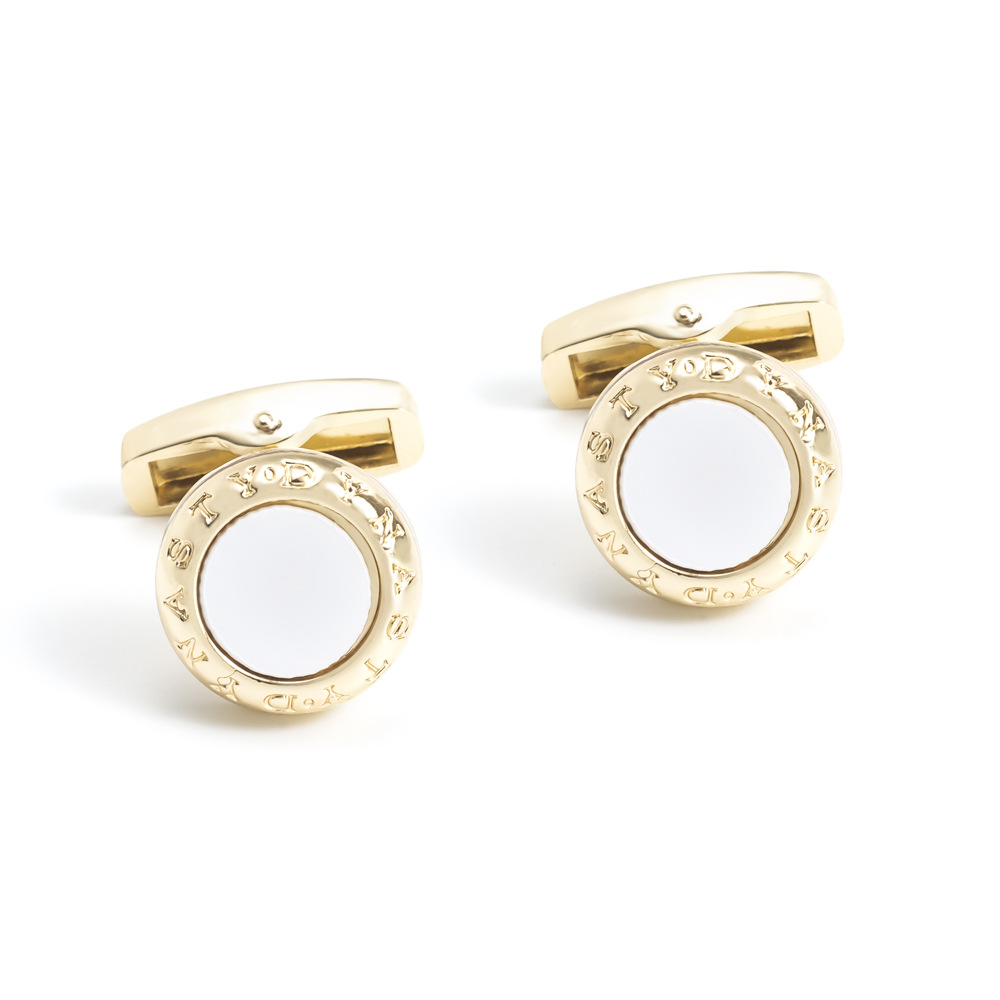 Gold color White Enamel Cufflinks wholesale