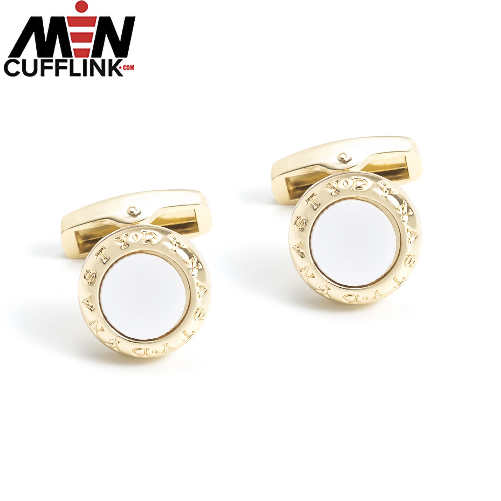 Gold color White Enamel Cufflinks wholesale