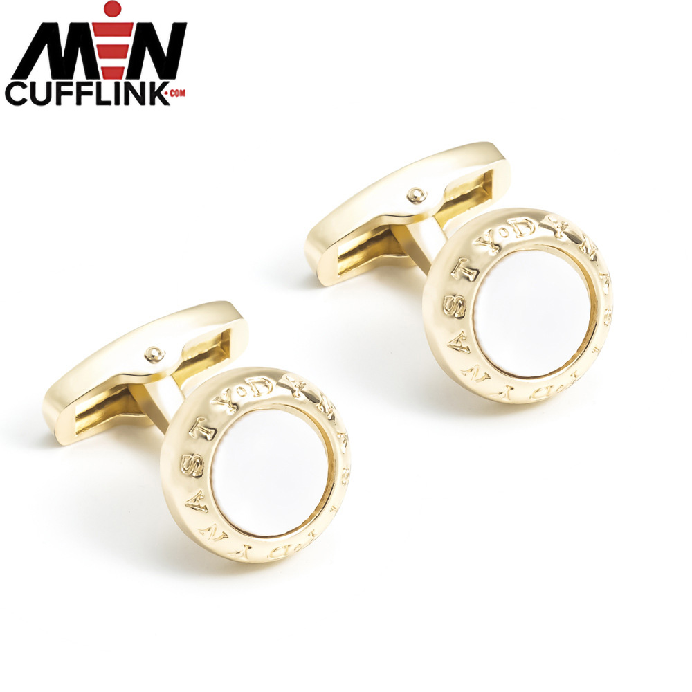 Gold color White Enamel Cufflinks wholesale