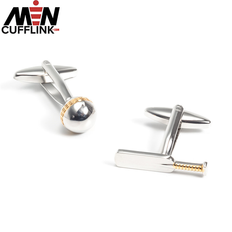 Gold and silver paddle ball metal cufflinks