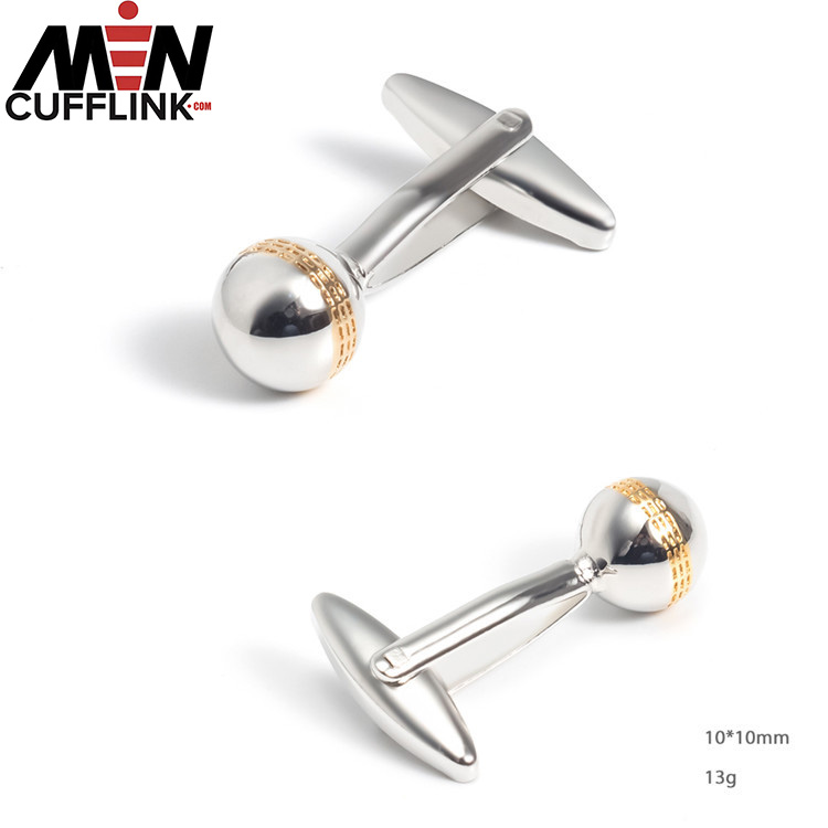 Gold and silver paddle ball metal cufflinks