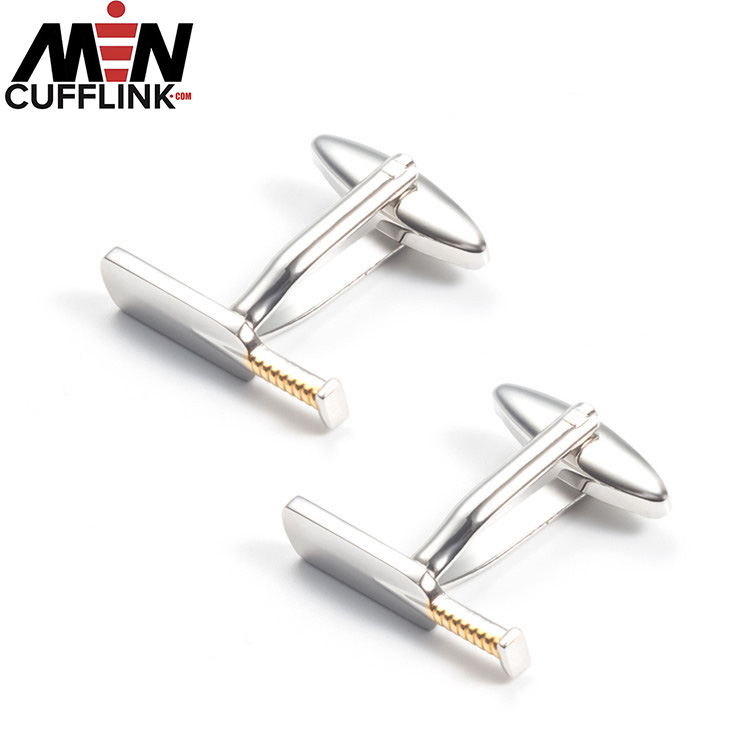 Gold and silver paddle ball metal cufflinks