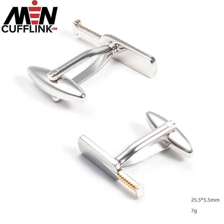 Gold and silver paddle ball metal cufflinks