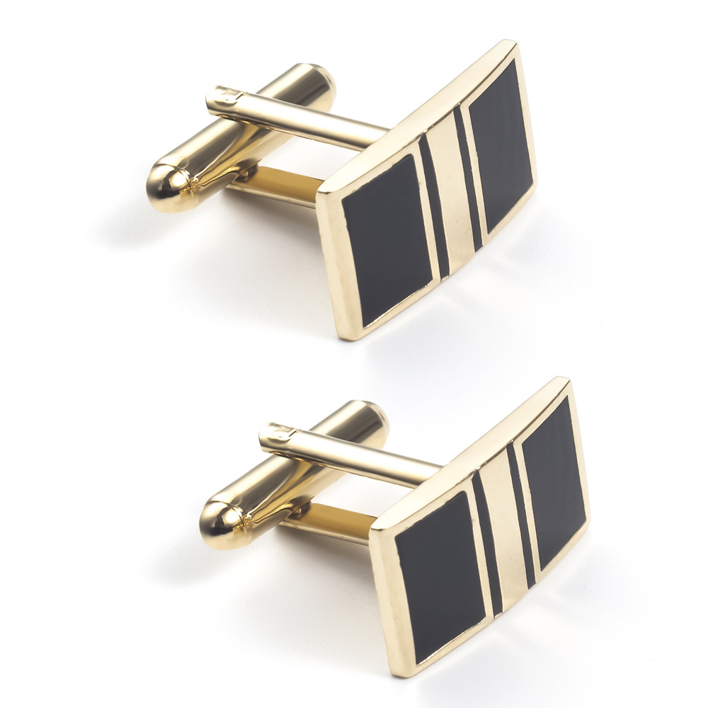 Gold-plated enamel and lacquered metal cufflinks