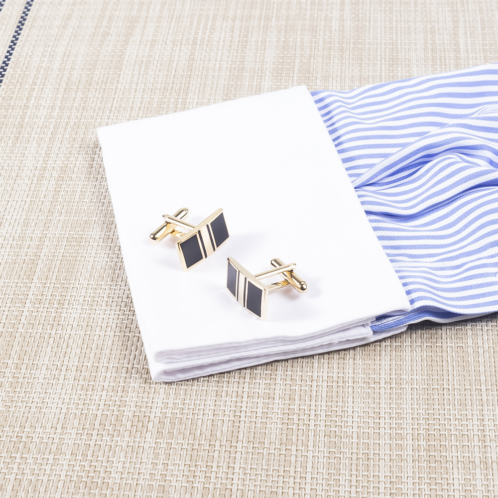 Gold-plated enamel and lacquered metal cufflinks