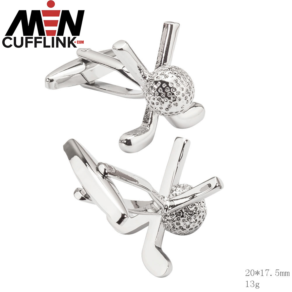 Golf Glossy Plain Metal Cufflinks