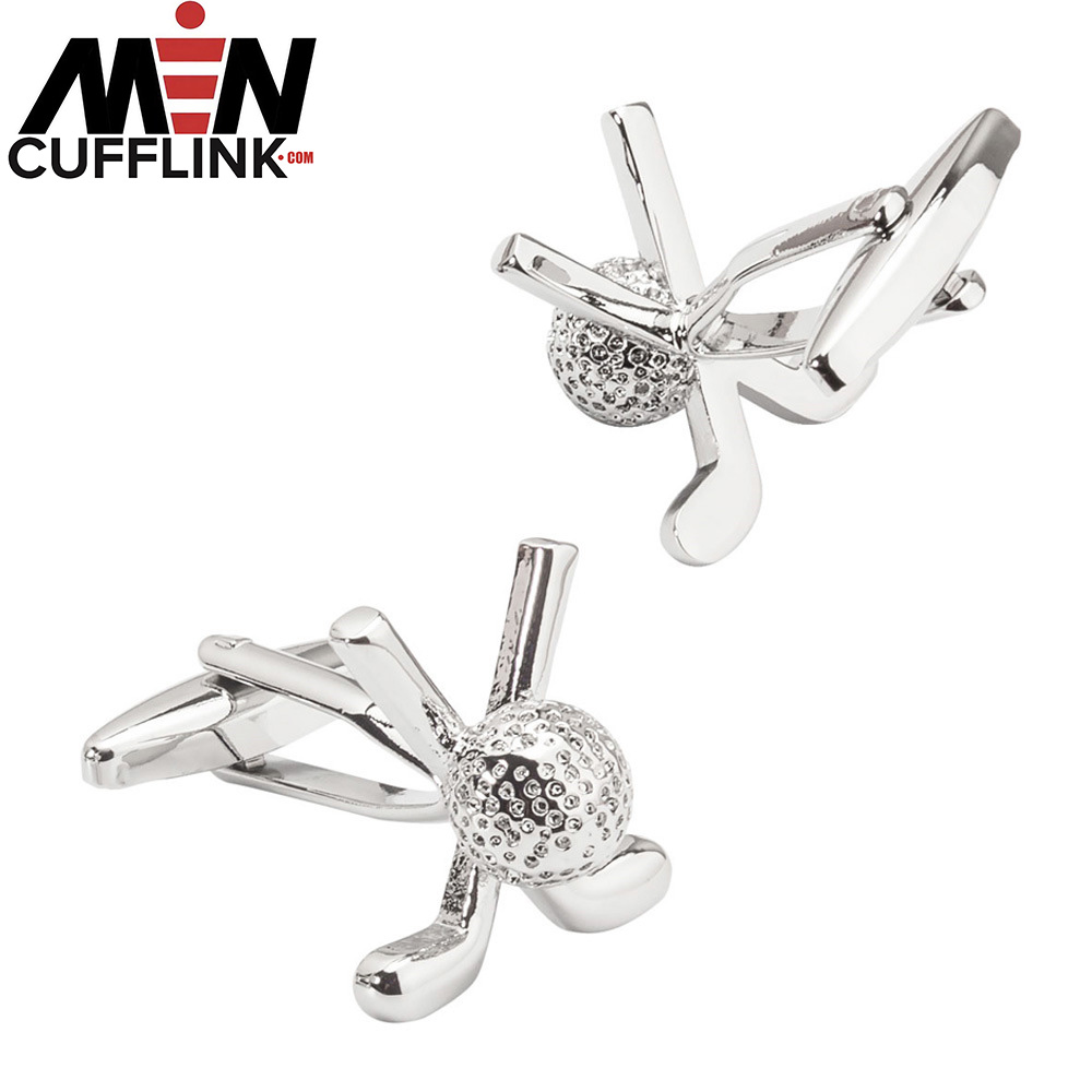 Golf Glossy Plain Metal Cufflinks