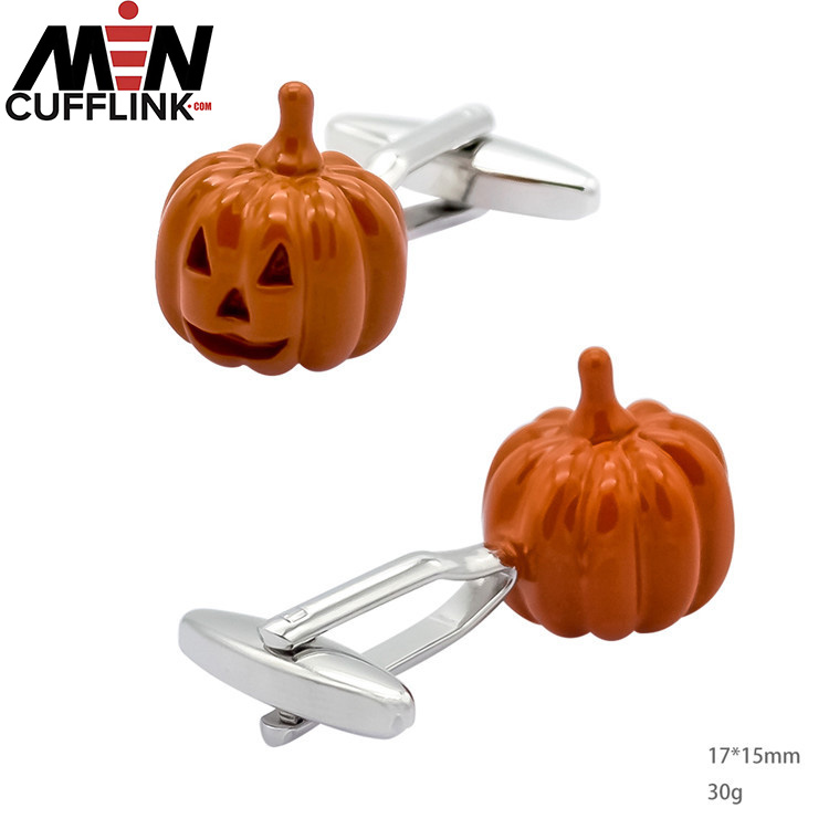 Halloween cufflinks Pumpkin Head Painted Metal Cufflinks wholesale