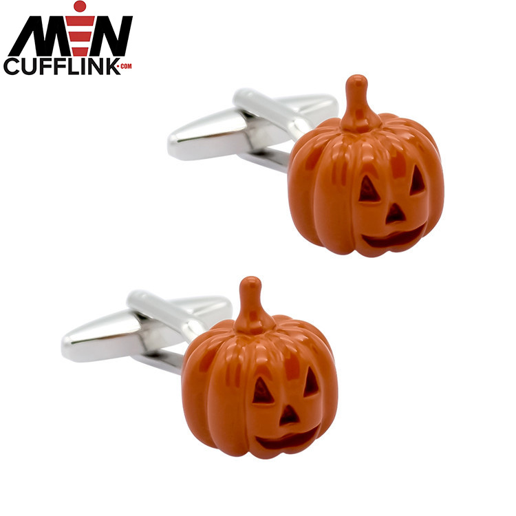 Halloween cufflinks Pumpkin Head Painted Metal Cufflinks wholesale