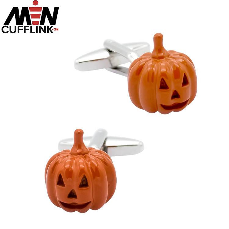 Halloween cufflinks Pumpkin Head Painted Metal Cufflinks wholesale