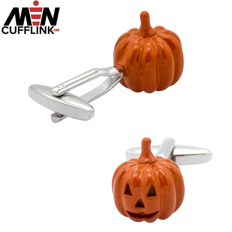 Halloween cufflinks Pumpkin Head Painted Metal Cufflinks wholesale