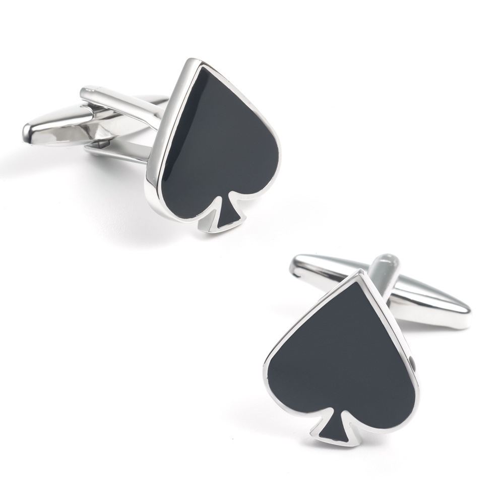 Heart Spade Drip Enamel Metal Cufflinks