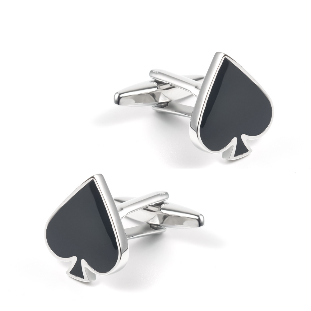 Heart Spade Drip Enamel Metal Cufflinks