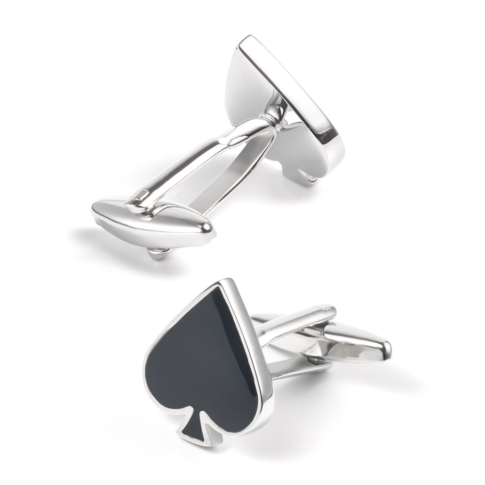 Heart Spade Drip Enamel Metal Cufflinks