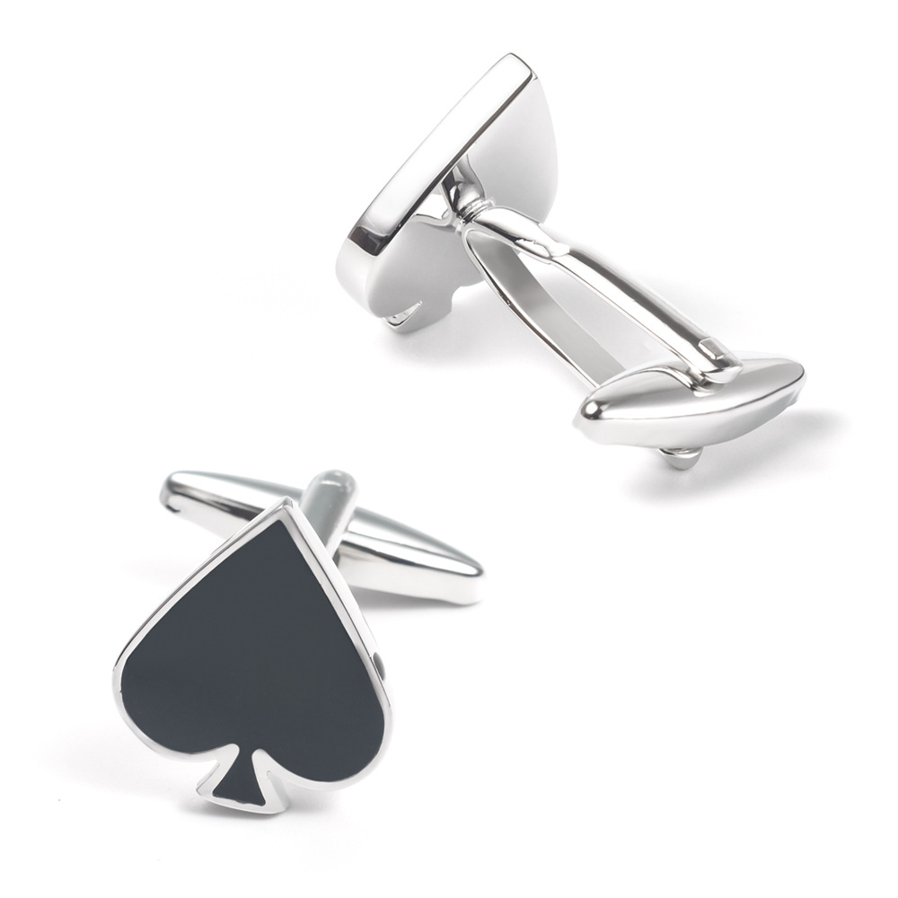 Heart Spade Drip Enamel Metal Cufflinks