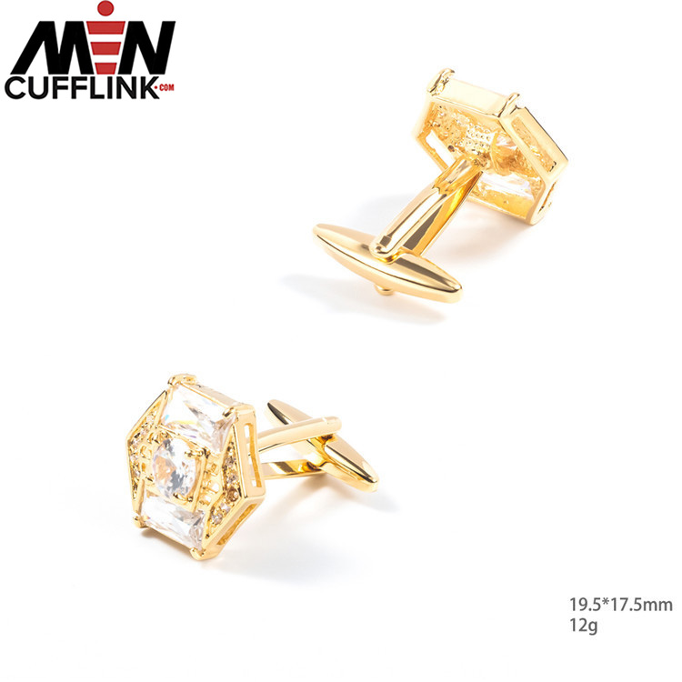 Hexagon Crystal Cufflinks with Diamonds