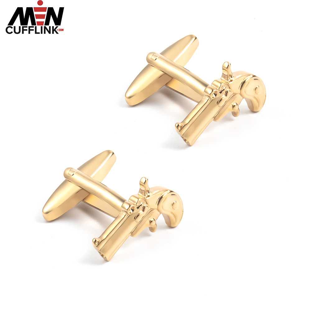 High-grade electroplated gold and silver signal gun brass cufflinks